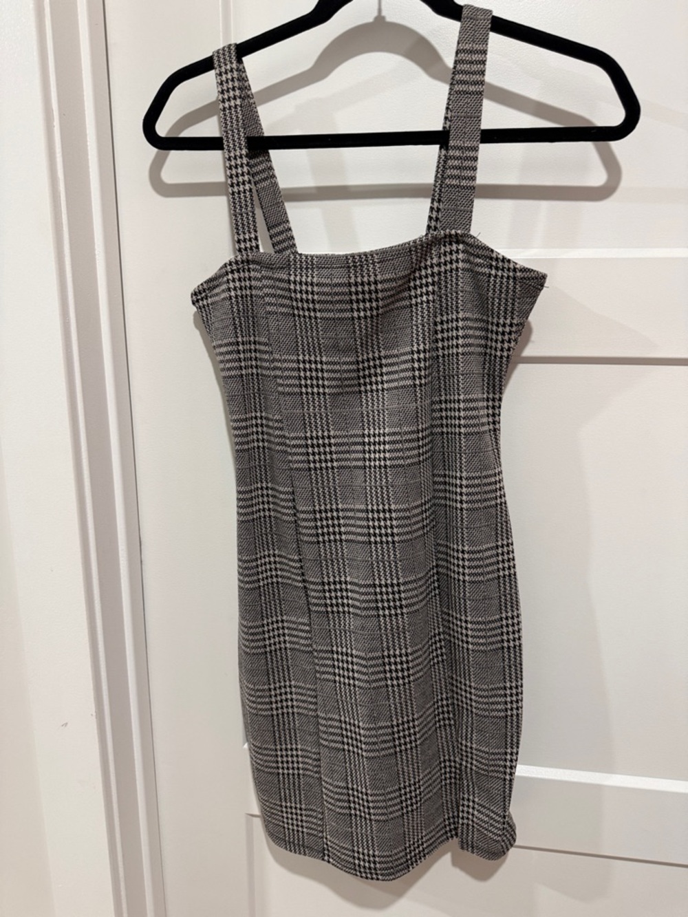 Heart Hips Black and White Plaid Square-Neck Mini Dress